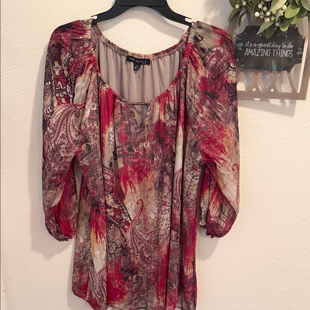 Chic Multicolor Paisley Blouse, 2X